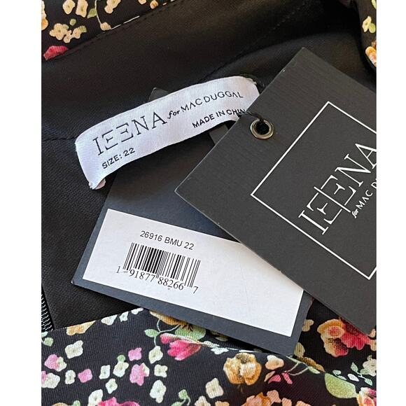 Mac Duggal NWT Style 26916 Size 22 Black Floral Multicolor Long Sleeve Gown - Picture 8 of 9